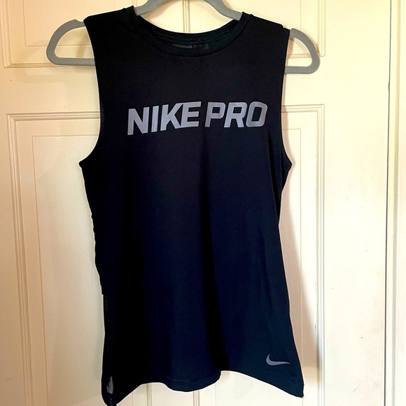 Nike Pro Intertwist Muscle Tank Top Women Sm Black Gray Tulip Back Train Gym - Picture 11 of 11